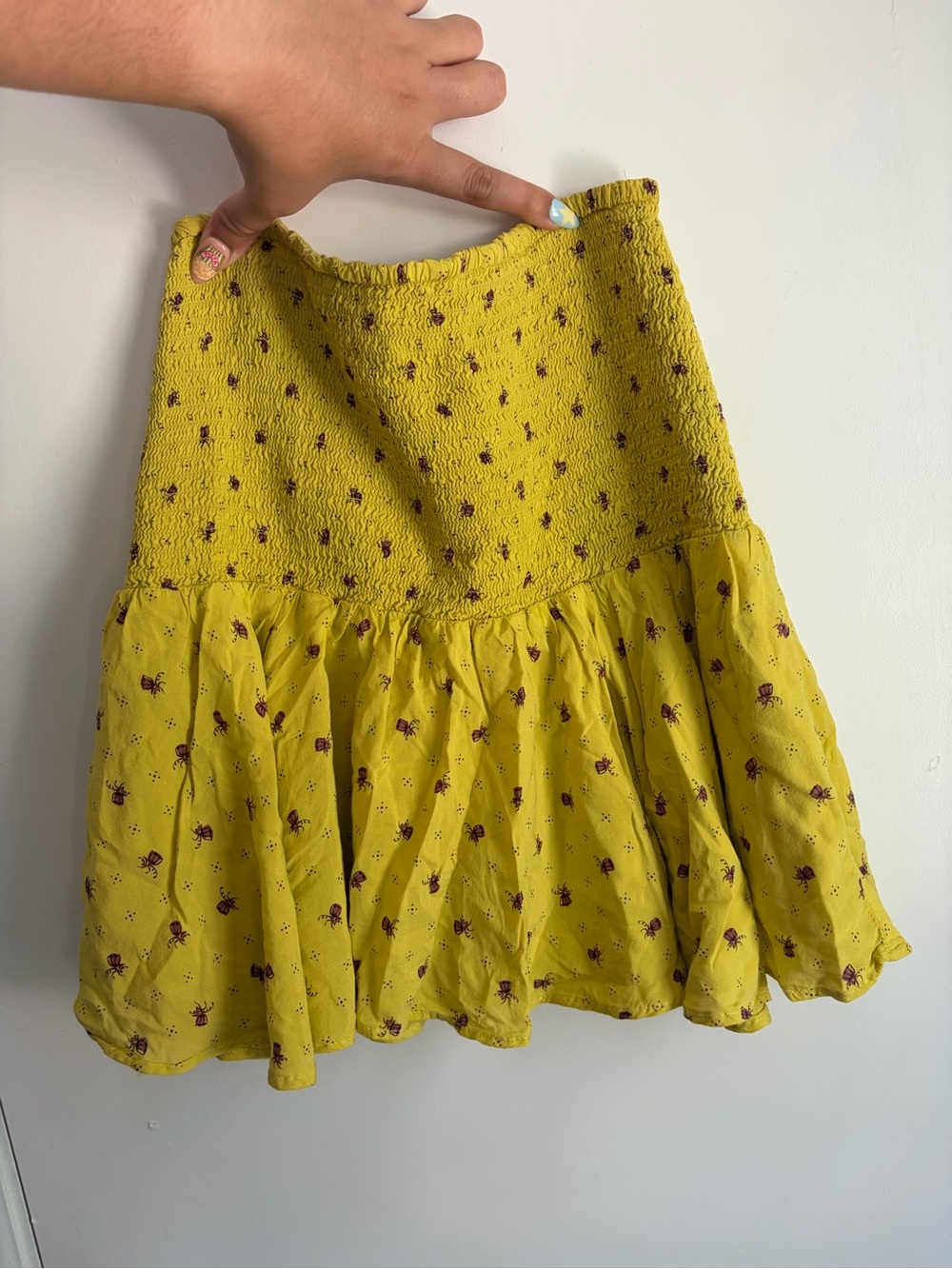 Kimchi Blue Yellow Floral Smocked Mini Skirt